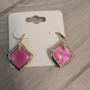 Kendra Scott Joel Earrings Gold And Pink Quartzite